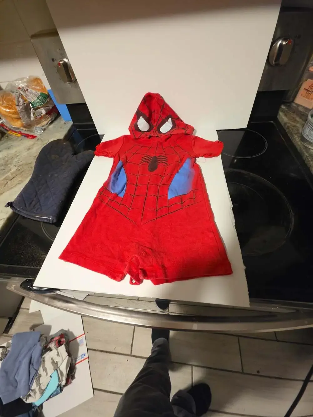 Marvel Spider-Man Toddler Boys Hooded Cosplay Romper Size 2T